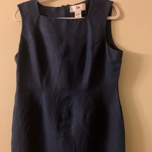 Navy blue dress, square neck